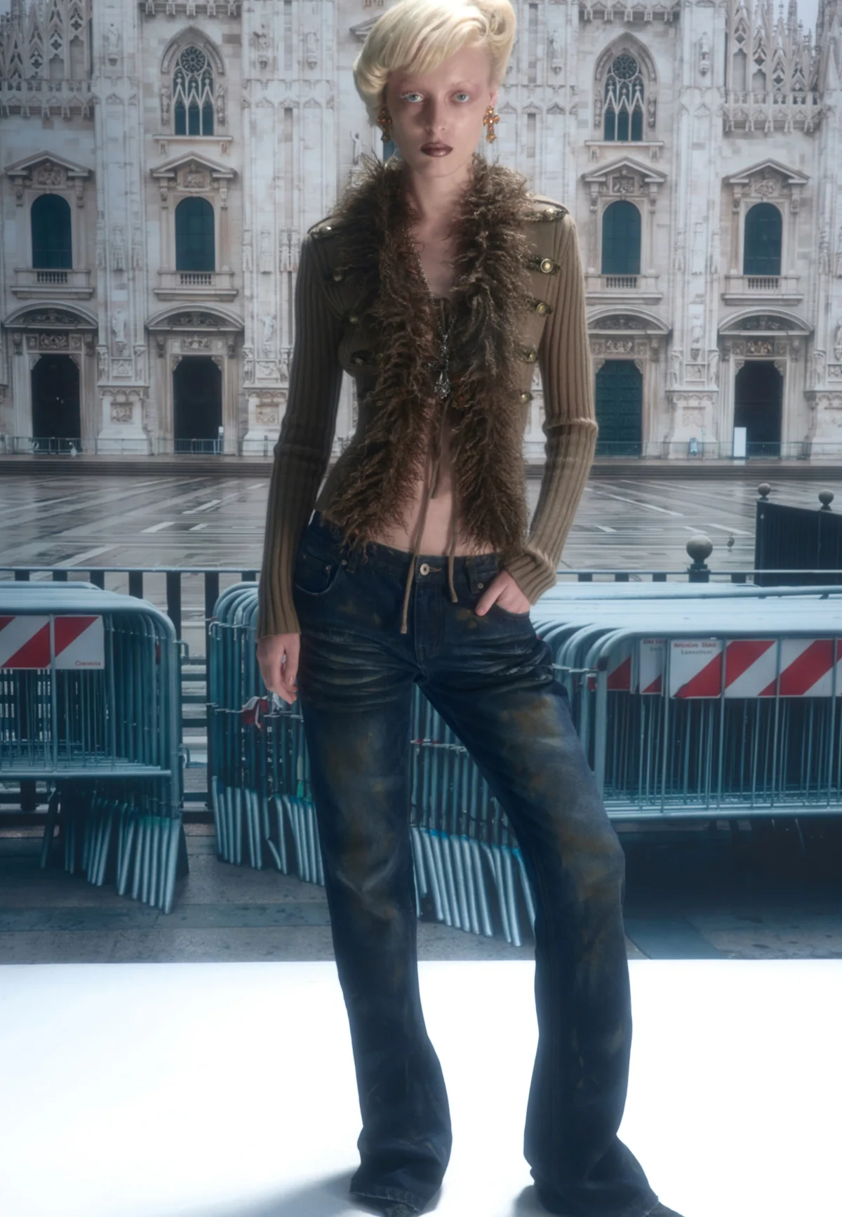 Rust-Dyed Flared Leg Jeans