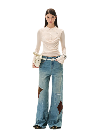 Cashmere Cowl-Neck Flared-Sleeve Knit Top