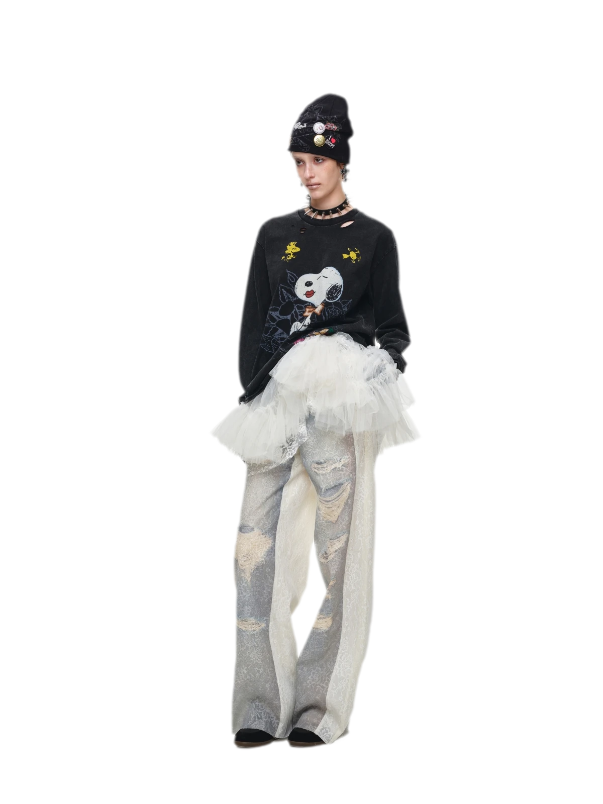 Washed Lace Straight Pants