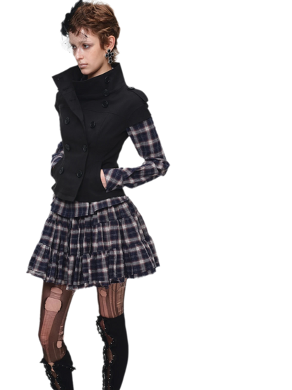Plaid Tiered Skirt Set