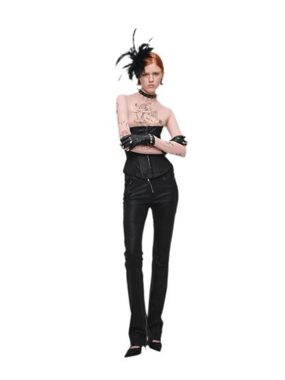 Washed Faux-Leather Corset Belt