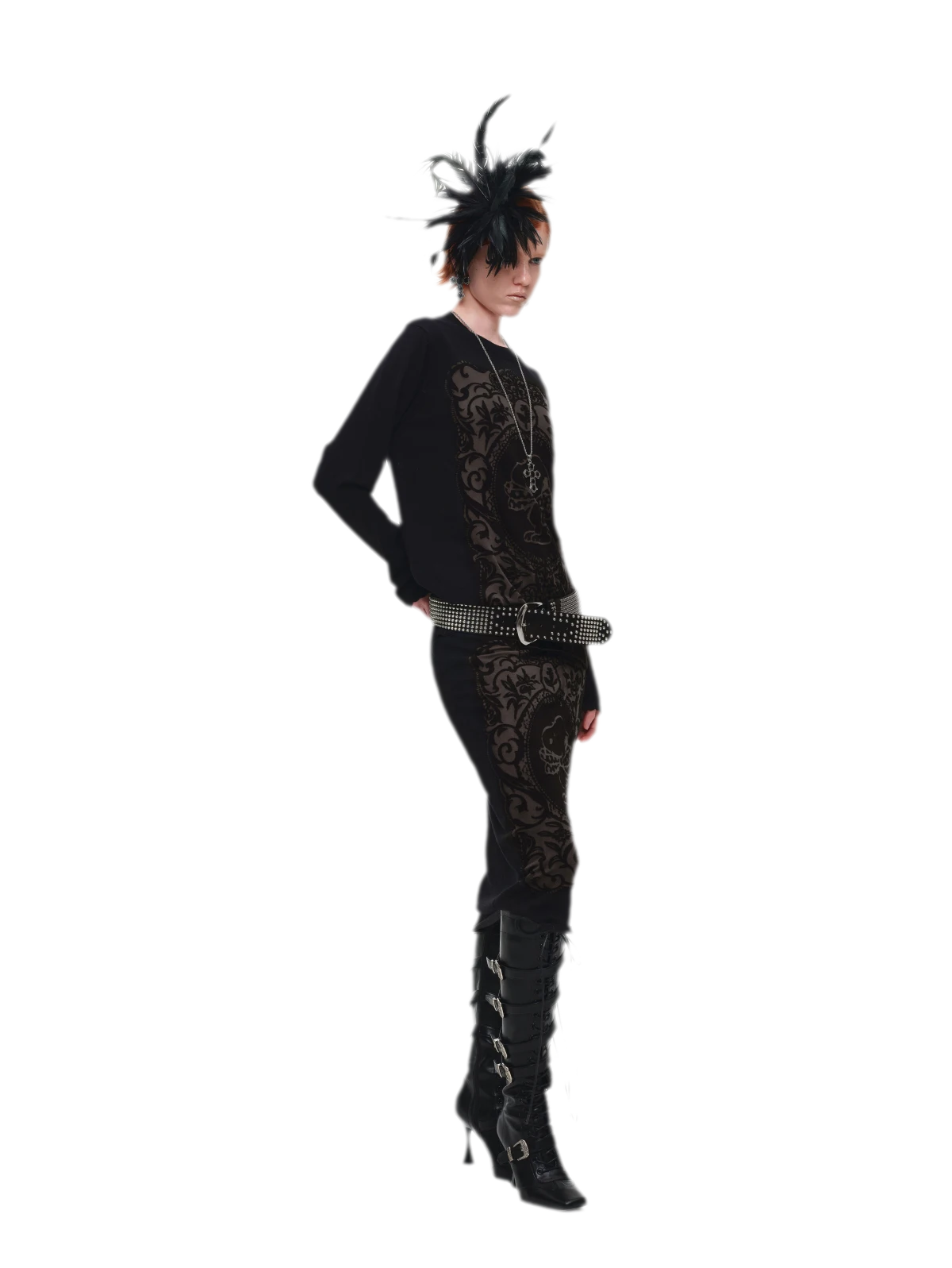 Burnout Graphic Knit Sweater