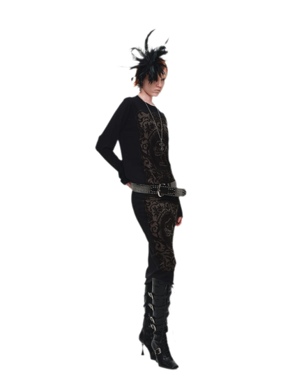 Burnout Graphic Knit Sweater