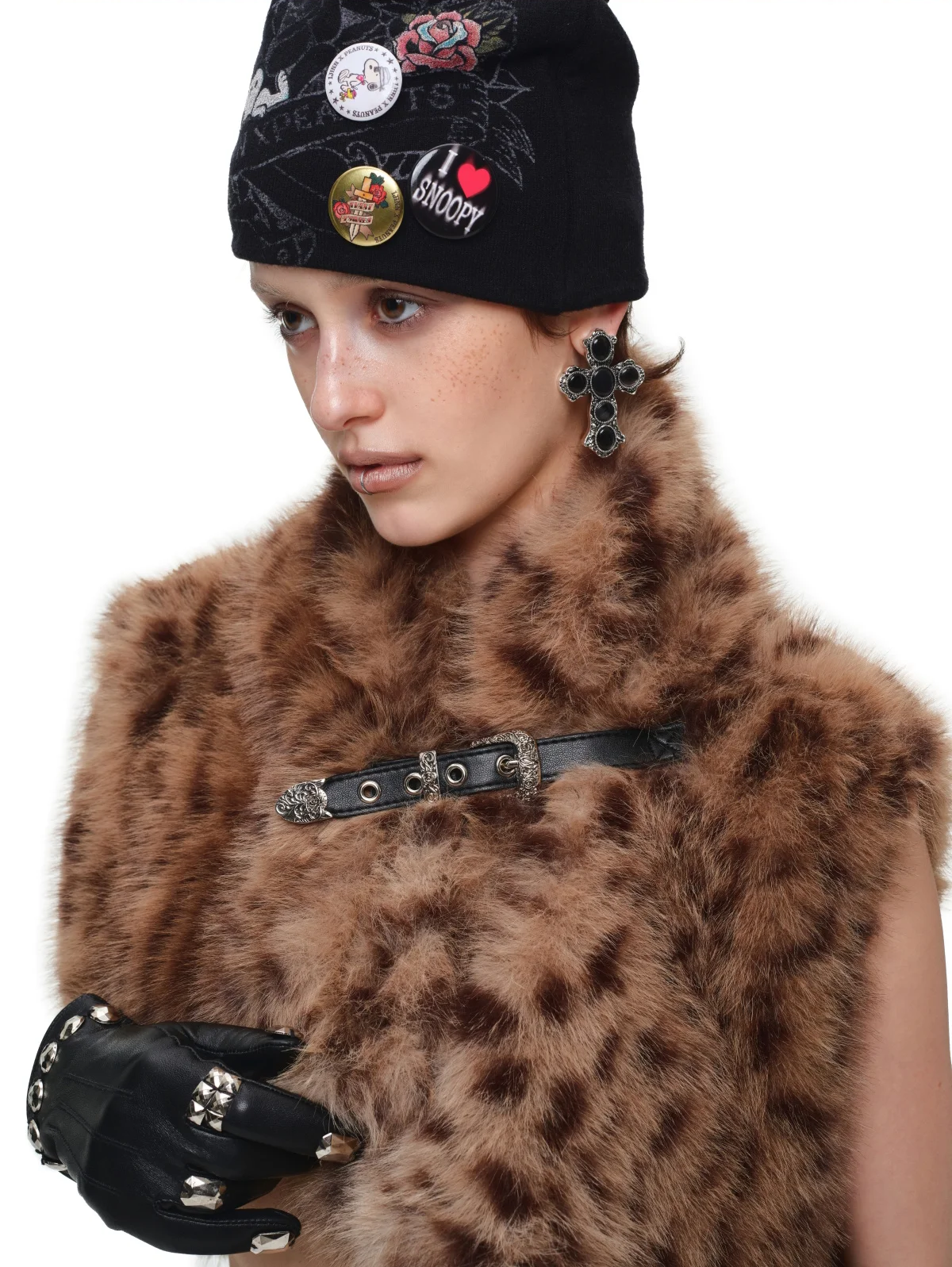 Belted Leopard Faux Fur Vest