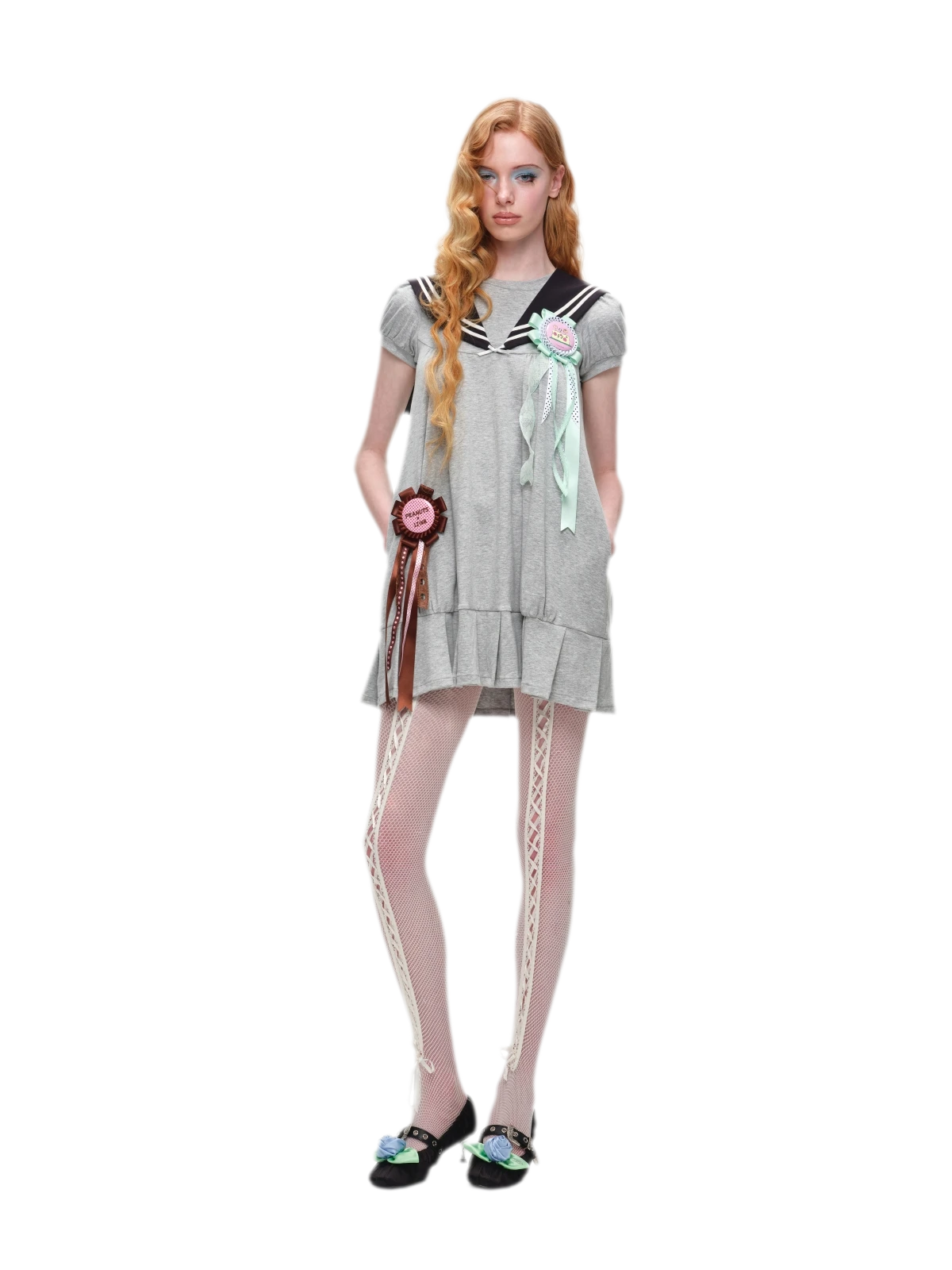 Retro Navy Collar Pleated Dress