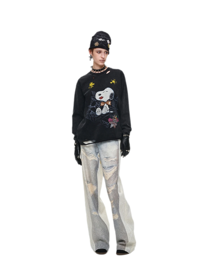 Washed Lace Straight Pants