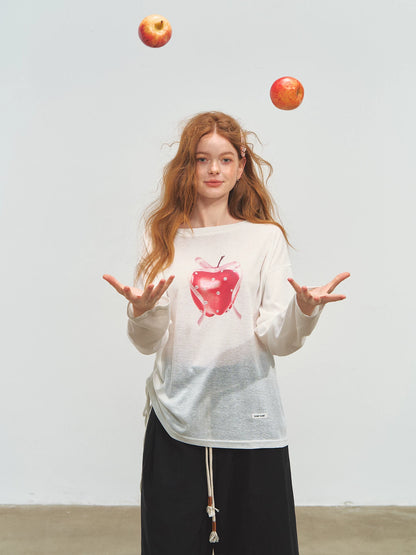 Relaxed Tie Sheer Mesh Long Sleeve T-Shirt