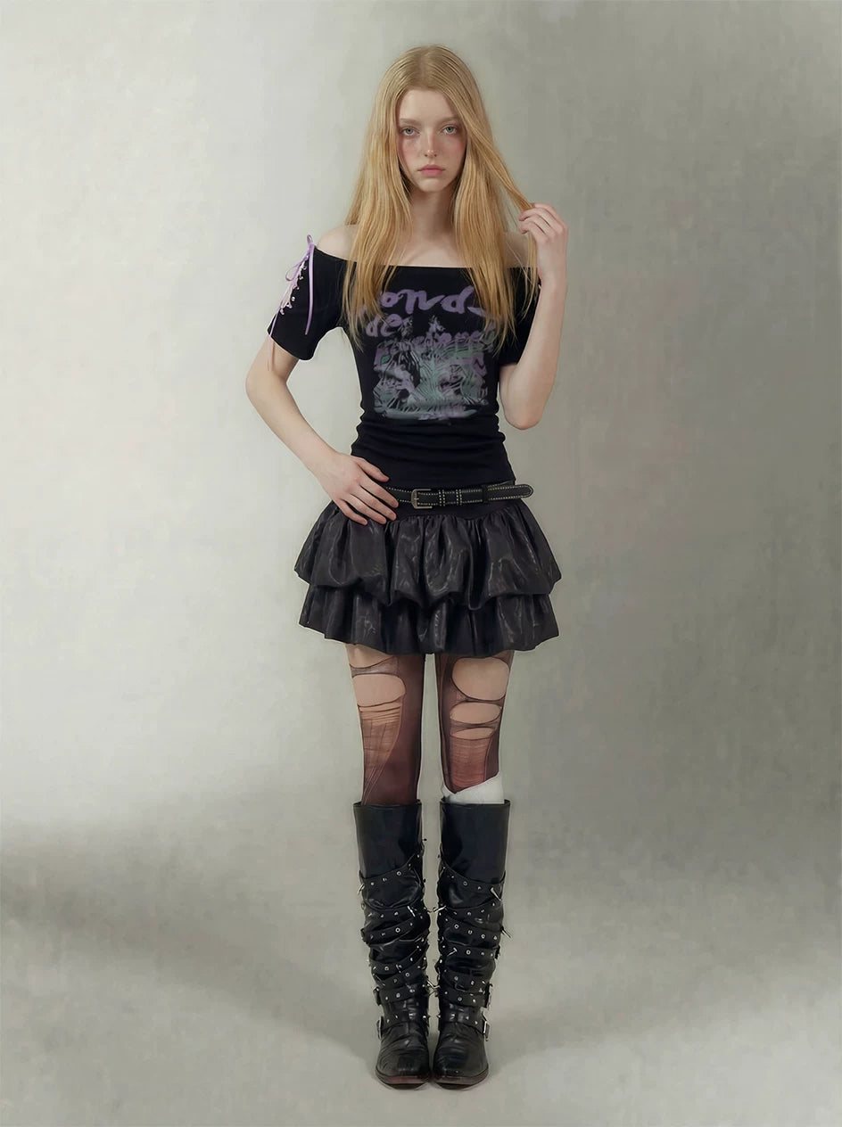 Layered Ruffle Gothic Mini Skirt