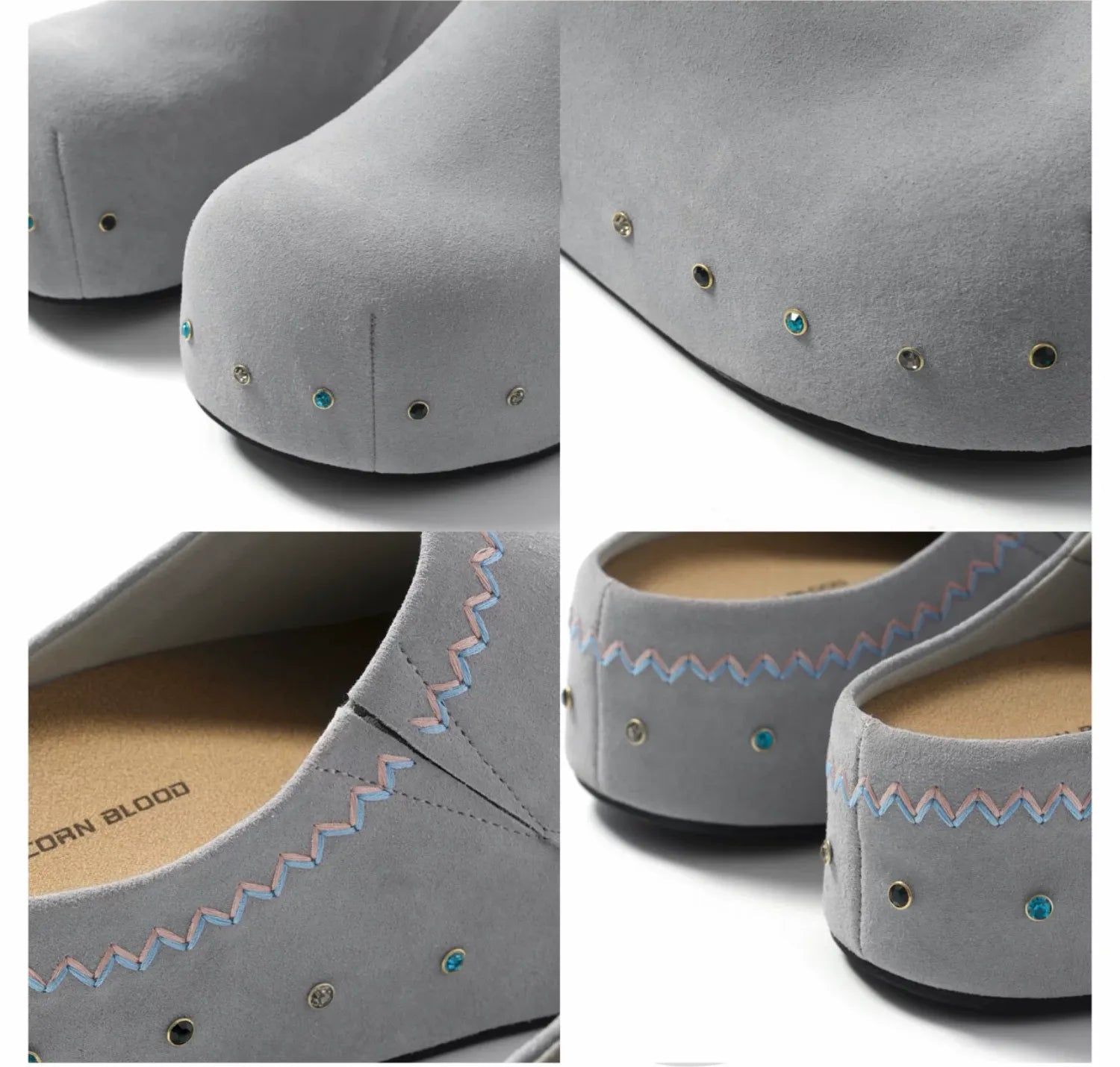 Rhinestone Platform Suede Mules