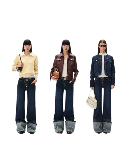 Washed Asymmetric Flare Jeans