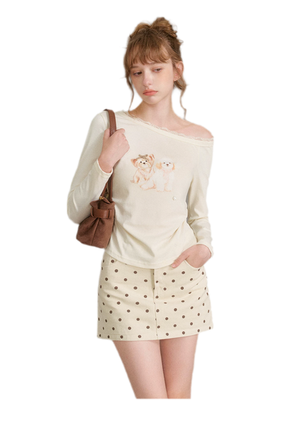 Hand-Painted Lace Trim T-Shirt