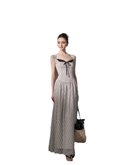Plaid Tie-Front Maxi Dress