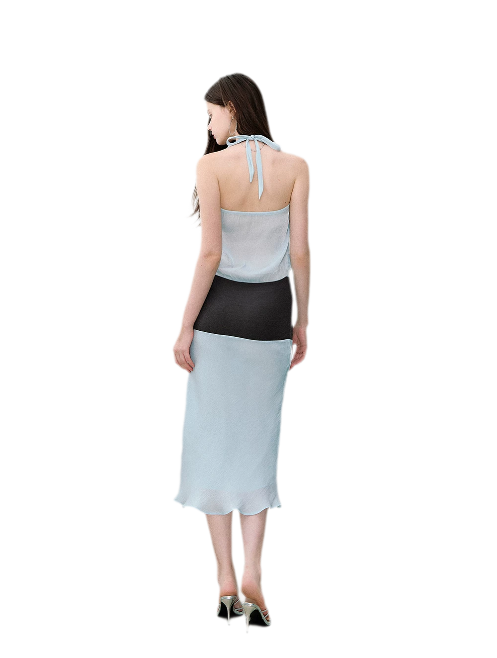 Mermaid Halter Neck Colorblock Dress