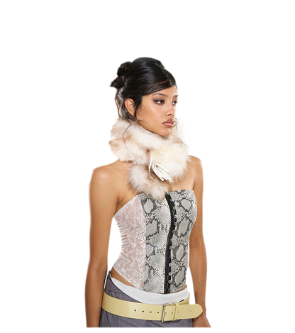 Snakeskin Lace Boned Bustier Top