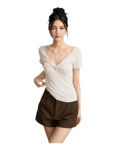 V-Neck Ruched Summer Top