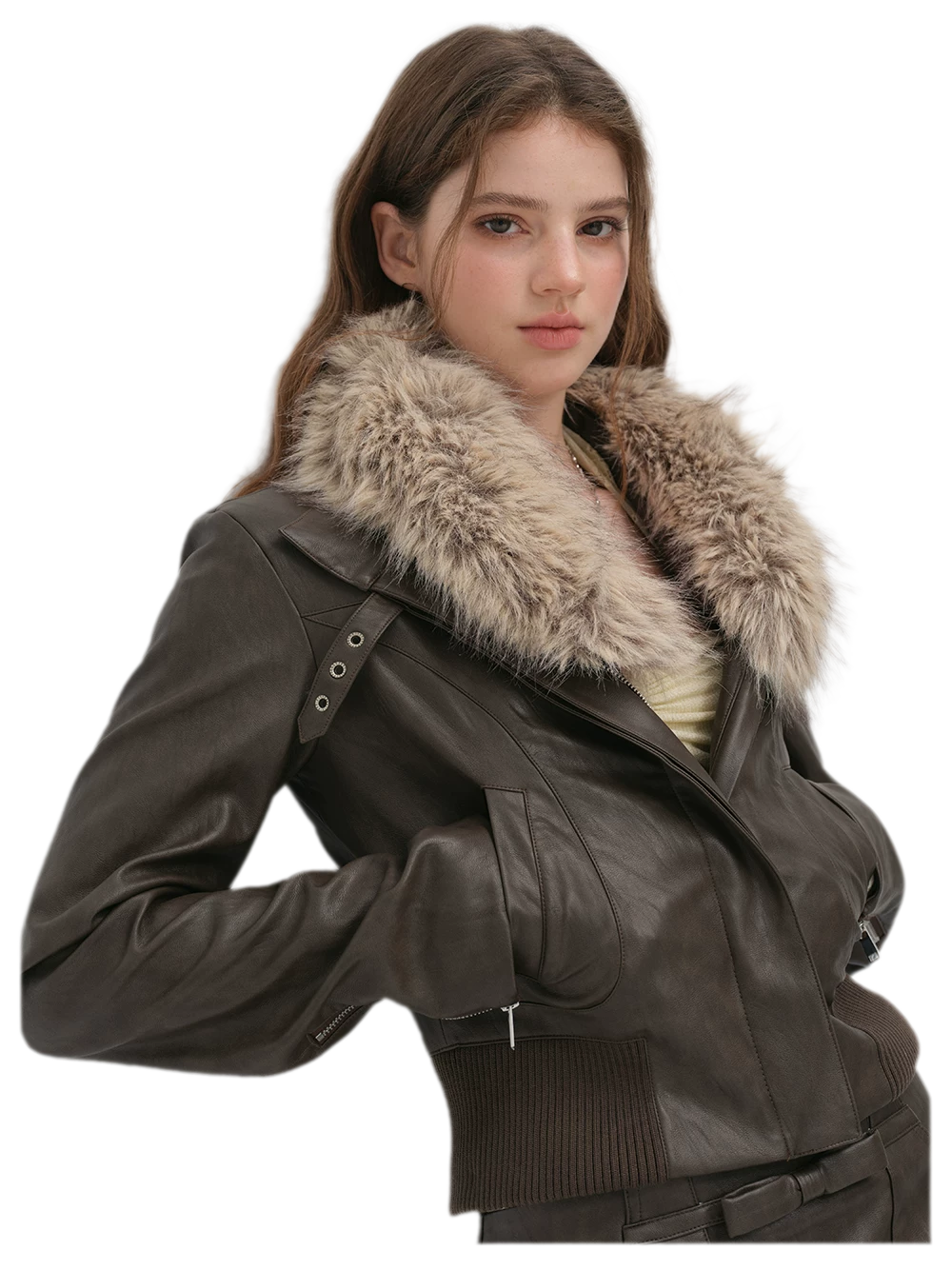 Textured Cropped PU Jacket