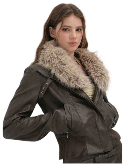 Textured Cropped PU Jacket