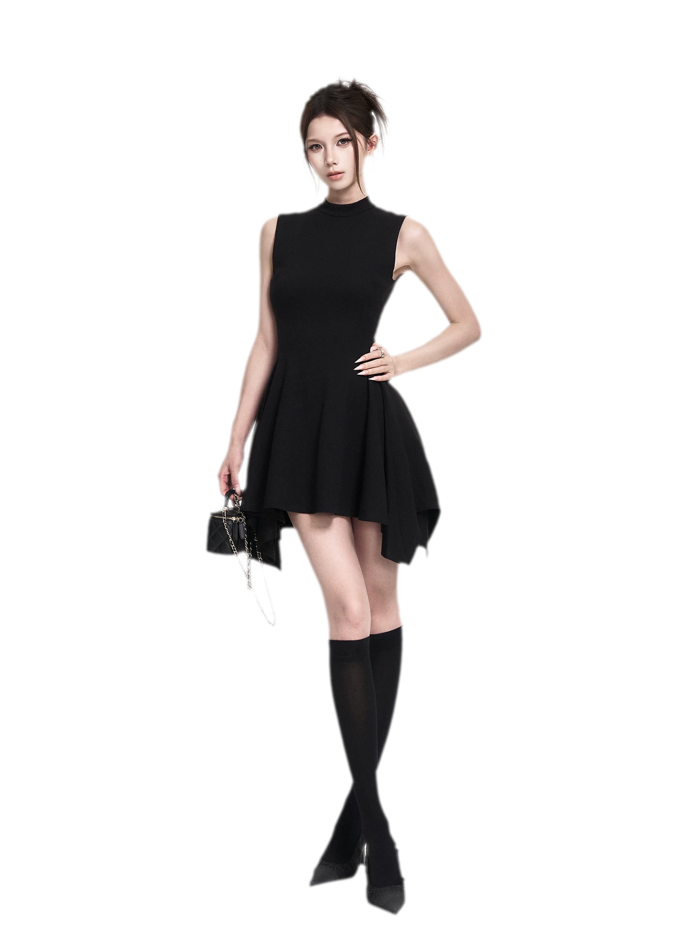 Black Asymmetric A-Line Dress