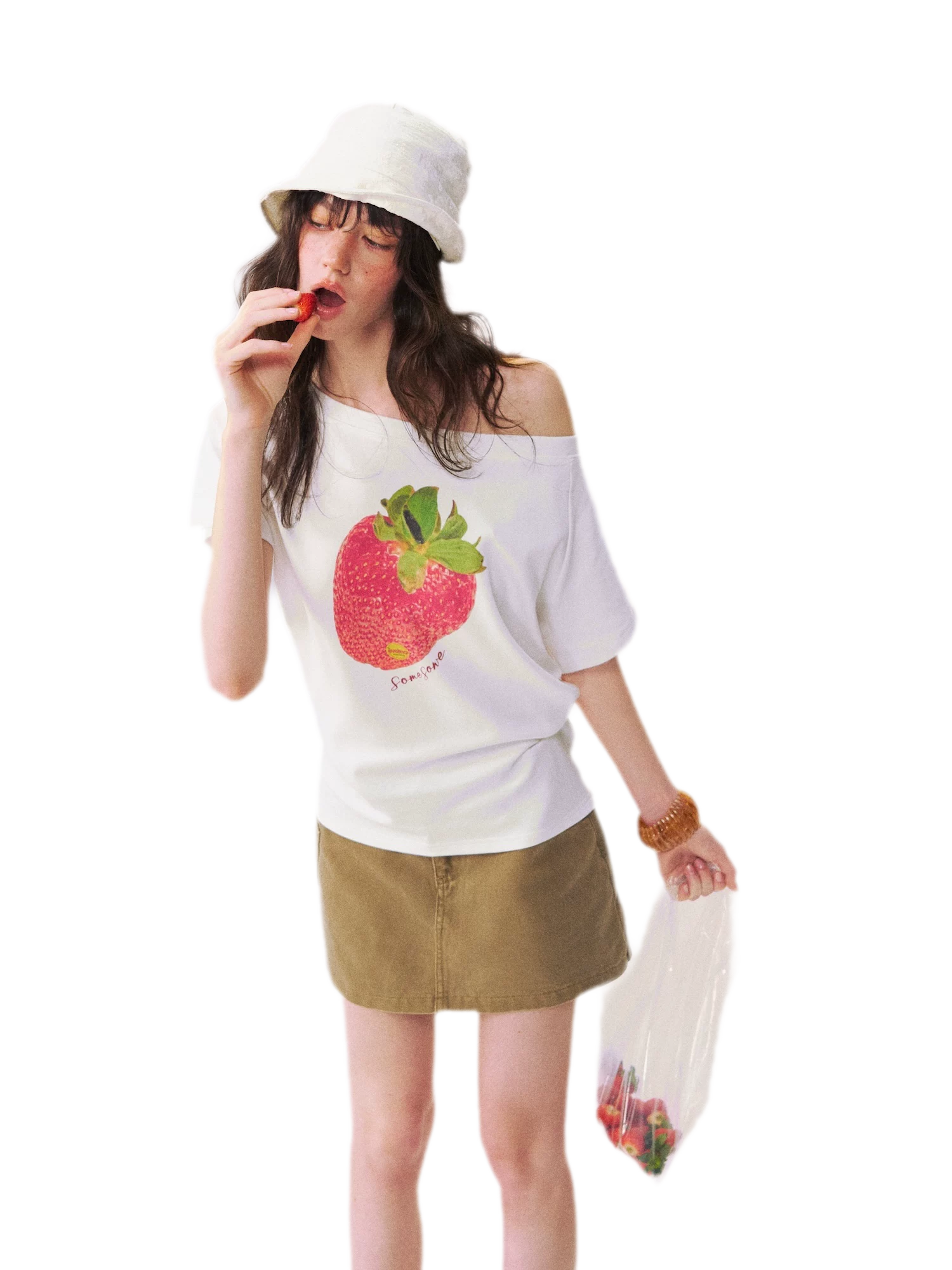 Dopamine Strawberry One-Shoulder Tee