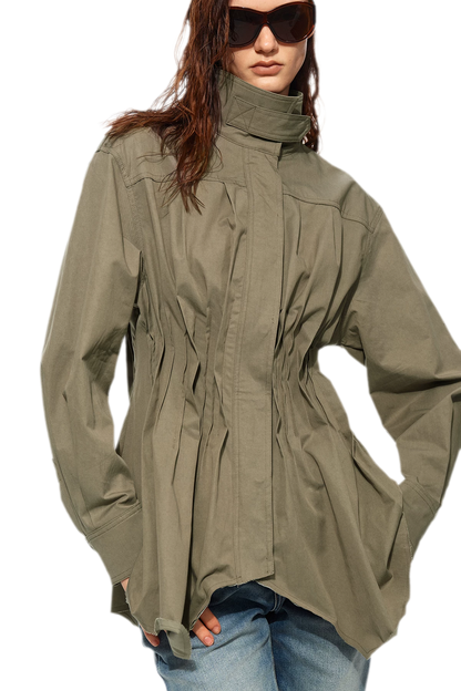 Pleated Fitted Utility Jacket