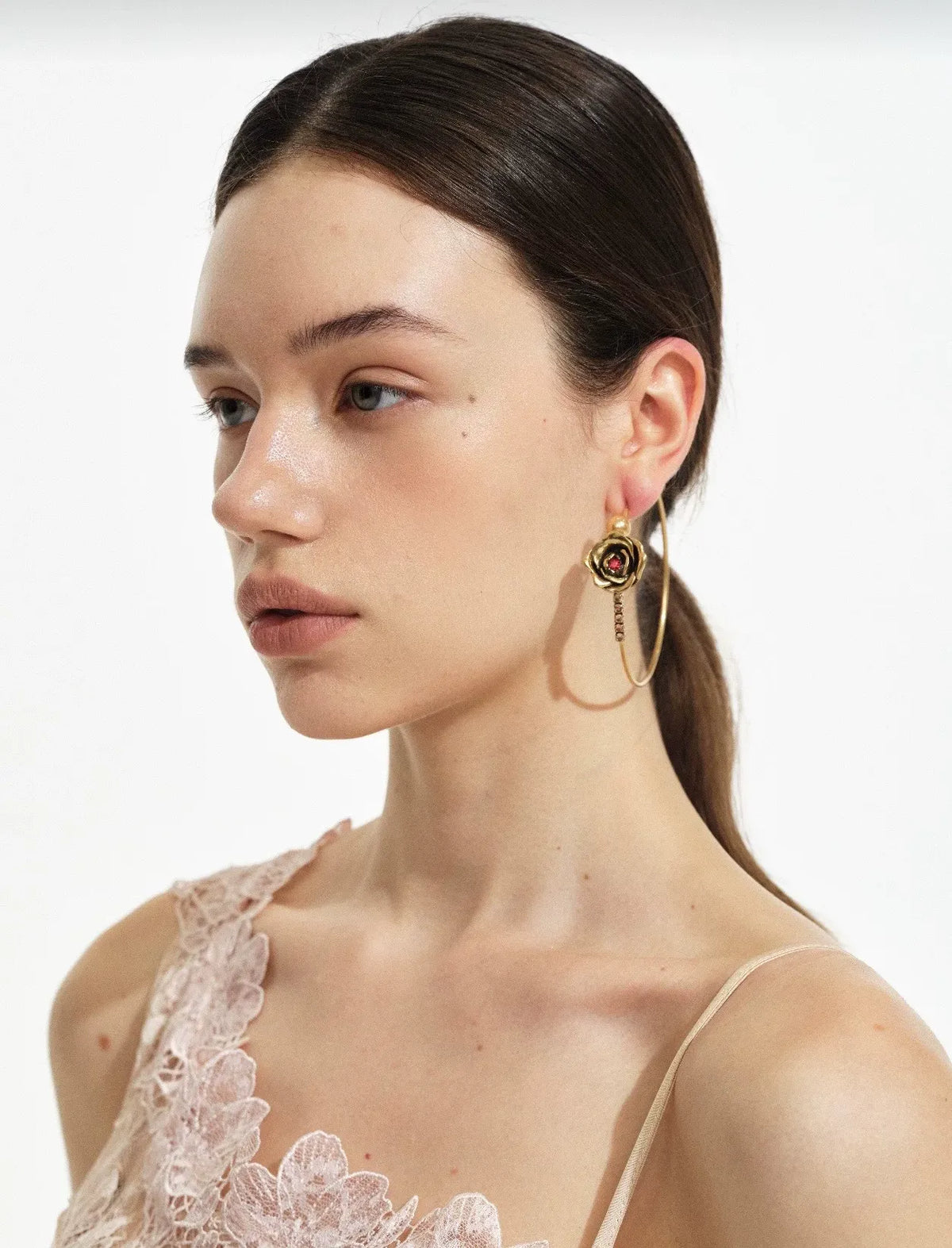 Crystal Floral Hoop Earrings
