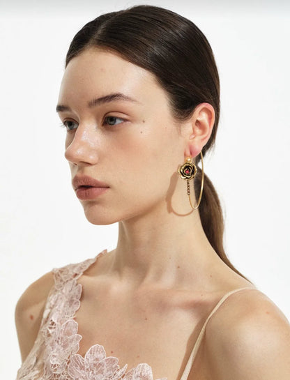 Crystal Floral Hoop Earrings