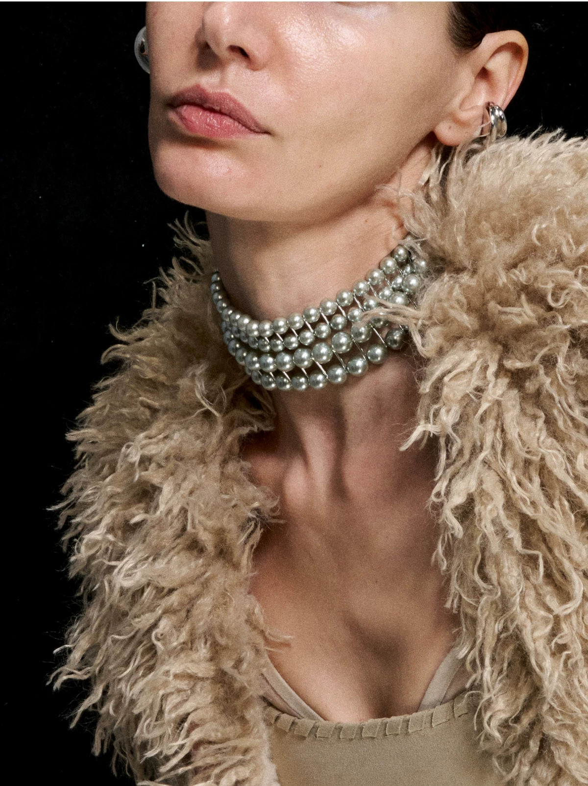 M2M Original Vintage Double Layer Pearl Metal Choker