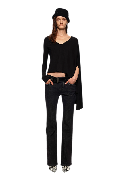 Tencel Geometric Panel Straight-Leg Jeans