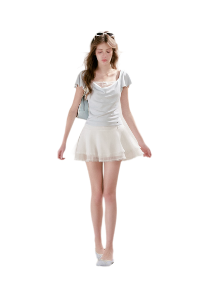 Lace Trim A-Line Skirt