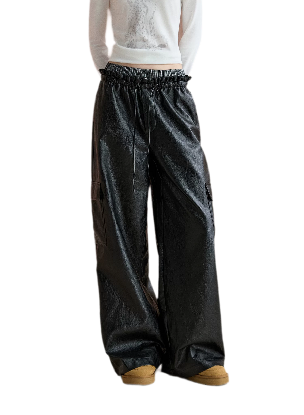 Matte Wide-Leg Cargo Pants