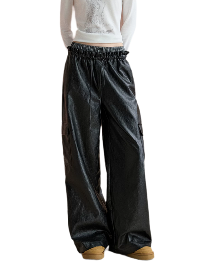Matte Wide-Leg Cargo Pants
