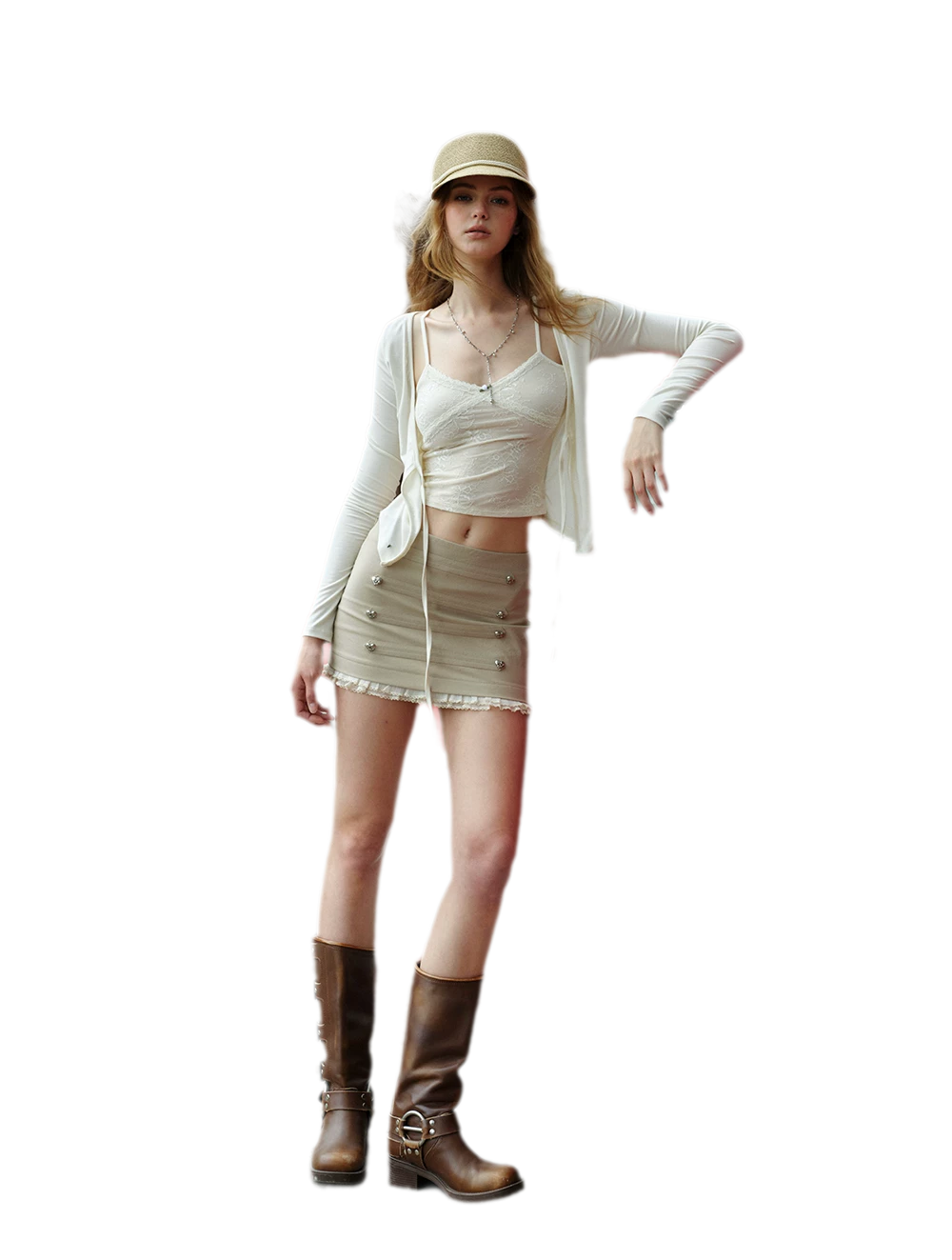 Lace Trim Mini Skirt