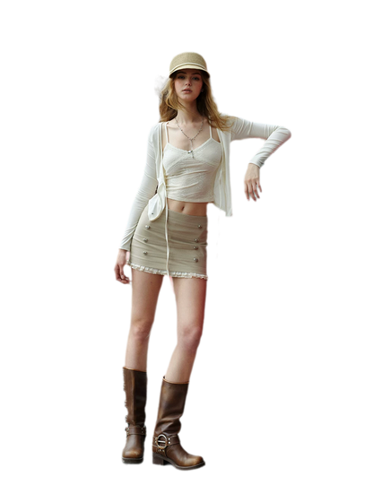 Lace Trim Mini Skirt