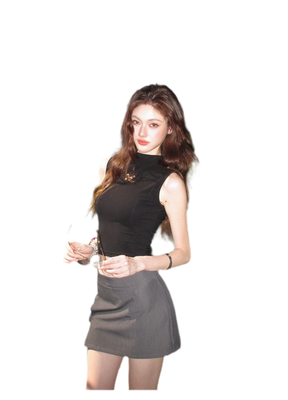 Sleeveless High Neck Tee