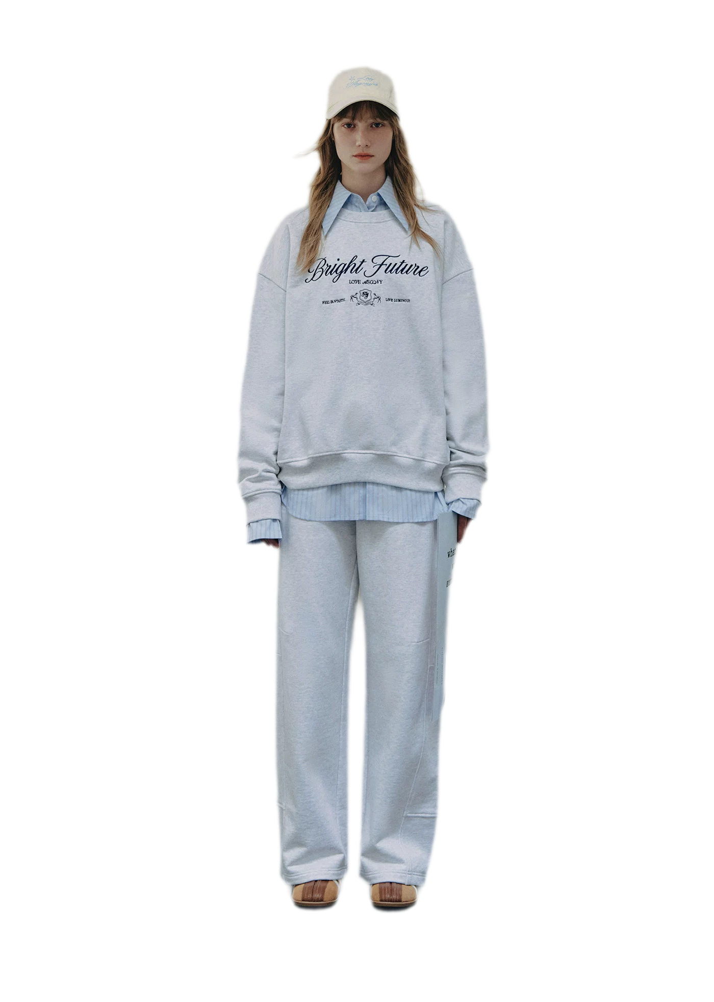 Cotton Curved Wide-Leg Pants