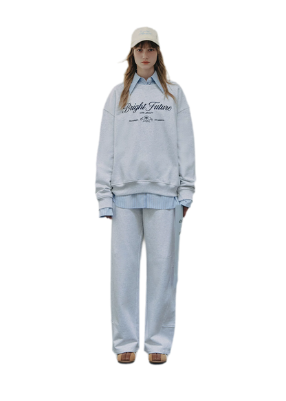 Cotton Curved Wide-Leg Pants