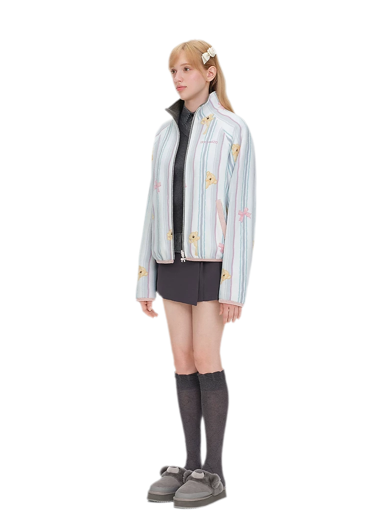 Printed Fleece Raglan Jacket