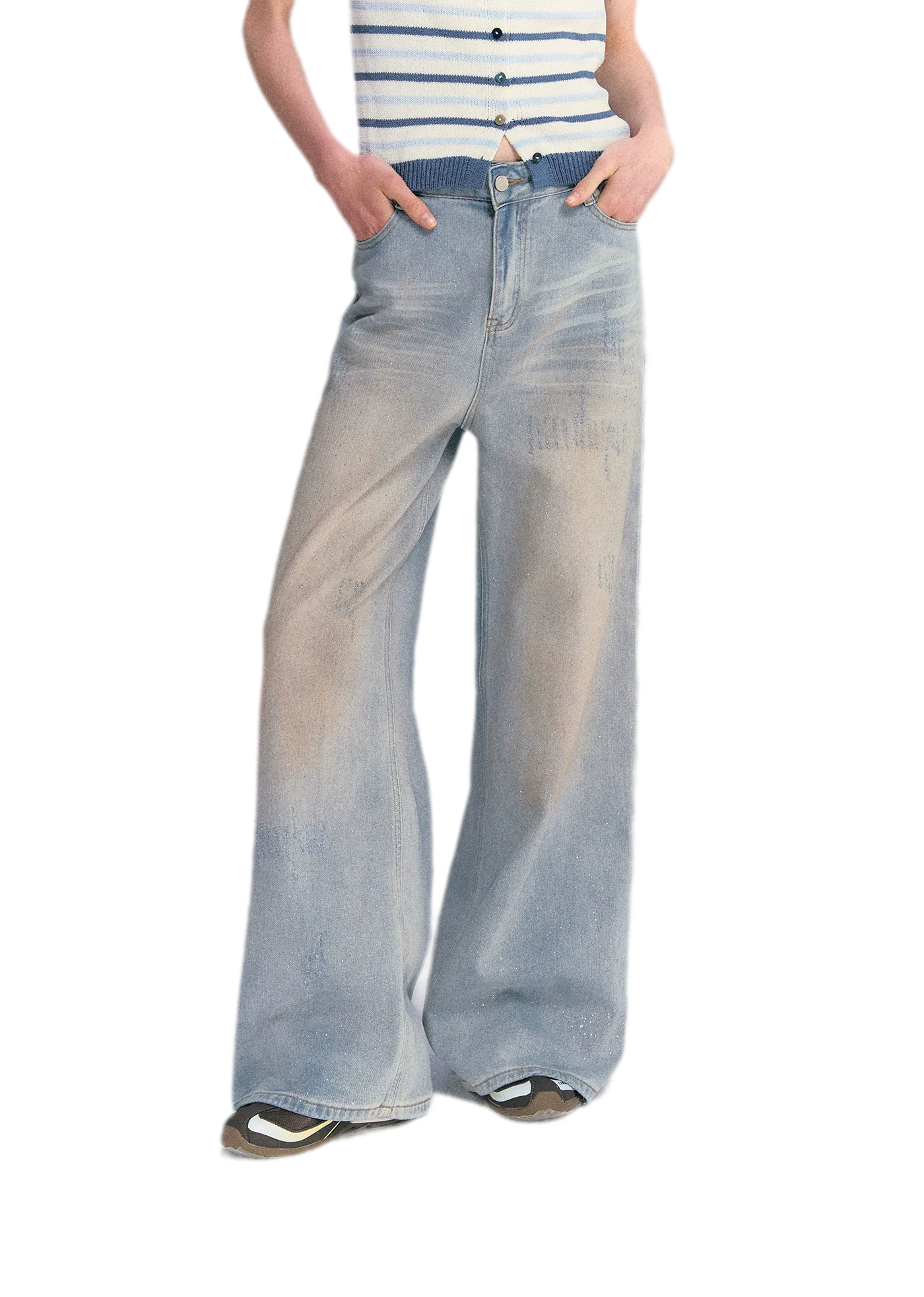 Sequin Wide-Leg Jeans