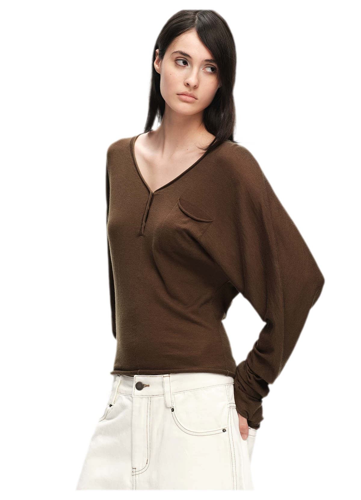 Lyocell Wool V-Neck Top