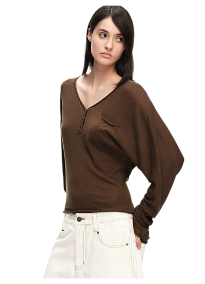 Lyocell Wool V-Neck Top