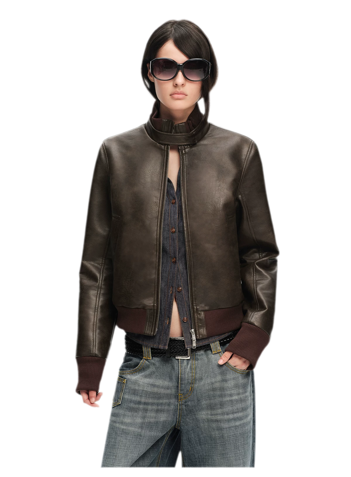 Matte Cropped Biker Jacket