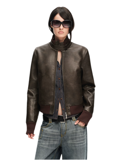 Matte Cropped Biker Jacket