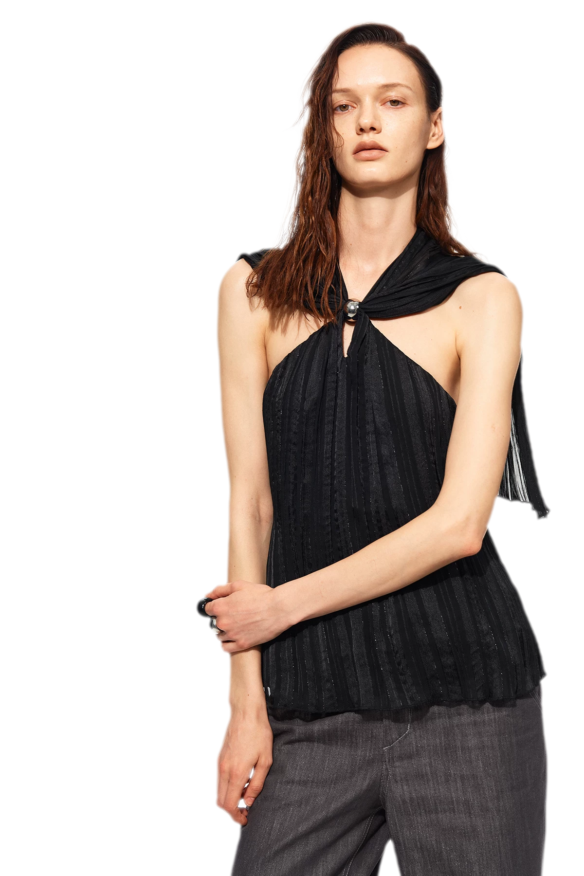 Shimmer Crinkle Halter Top
