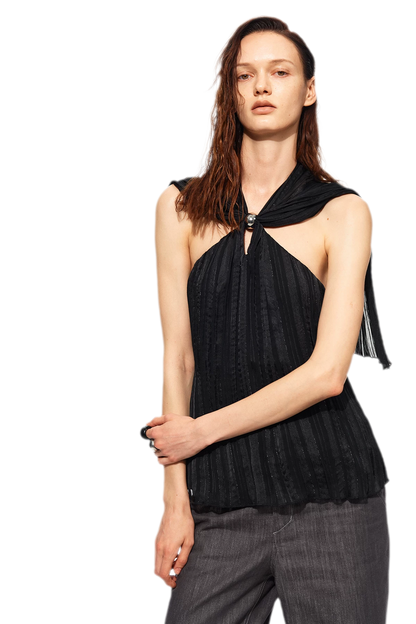 Shimmer Crinkle Halter Top