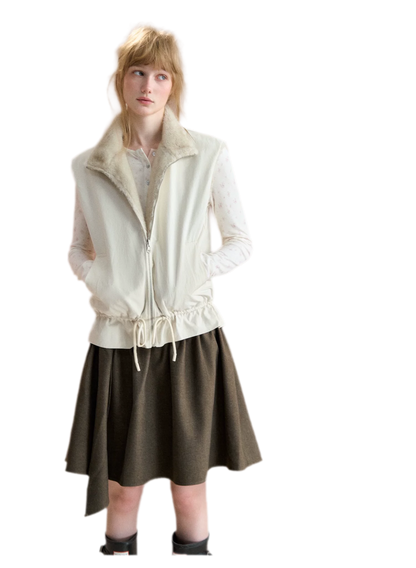 Reversible Plush Stand-Collar Vest