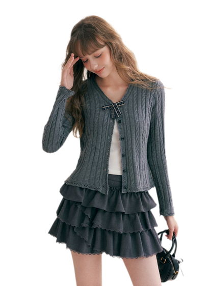 Cable Knit V-Neck Cardigan