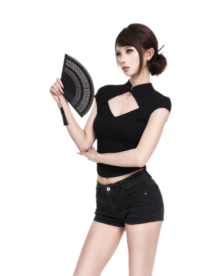 Dark Cutout Cross Tee