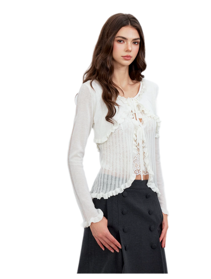Lace Trim Openwork Cardigan