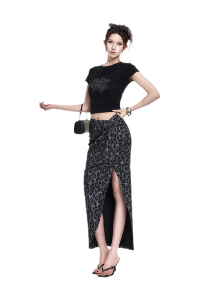 Leopard Tee Skirt Set