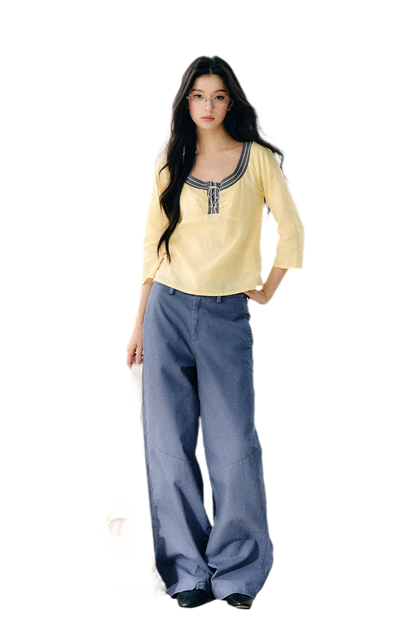 Washed Twill Cotton Pants